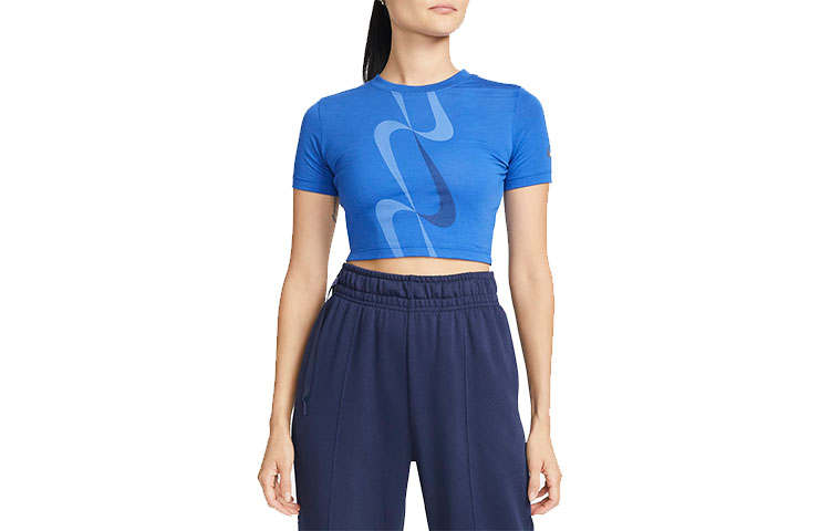 Nike Nike T Shirts Women's Blue Crew Neck Moderate Straight Fit