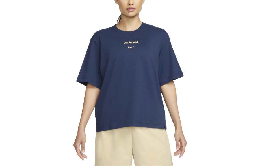 Nike Nike T Shirts Women's Blue Crew Neck Moderate Straight Fit