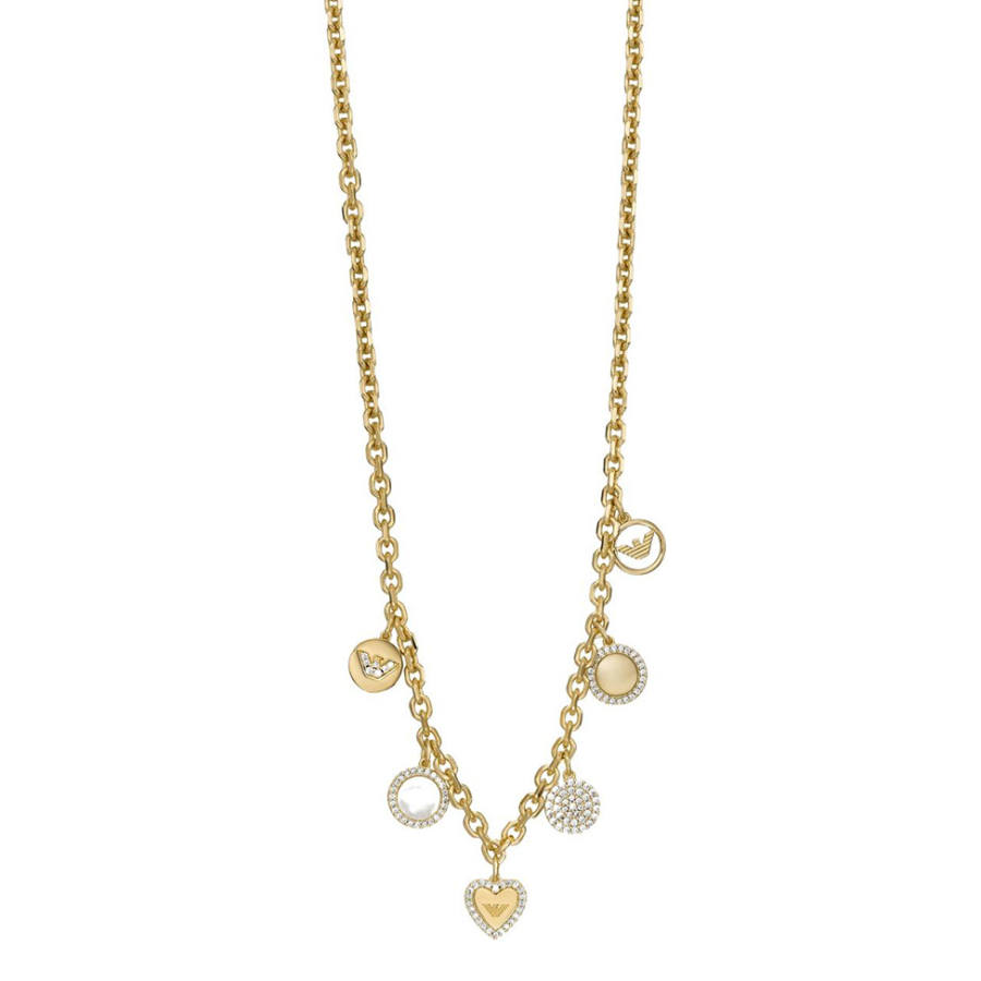 EMPORIO ARMANI Gold Tone Brass Station Necklace