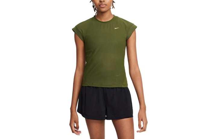 Nike Nike T Shirts Women's Green Crew Neck Moderate Straight Fit