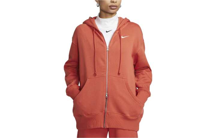 Nike Nike Sweatshirts Women's Orange Red Hooded Moderate Cardigan