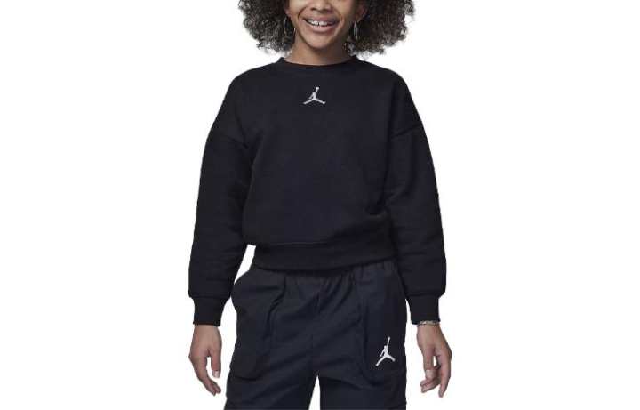 Jordan Jordan Icon Play Oversized Crew Big Kids Top Sweatshirt Kids' Black