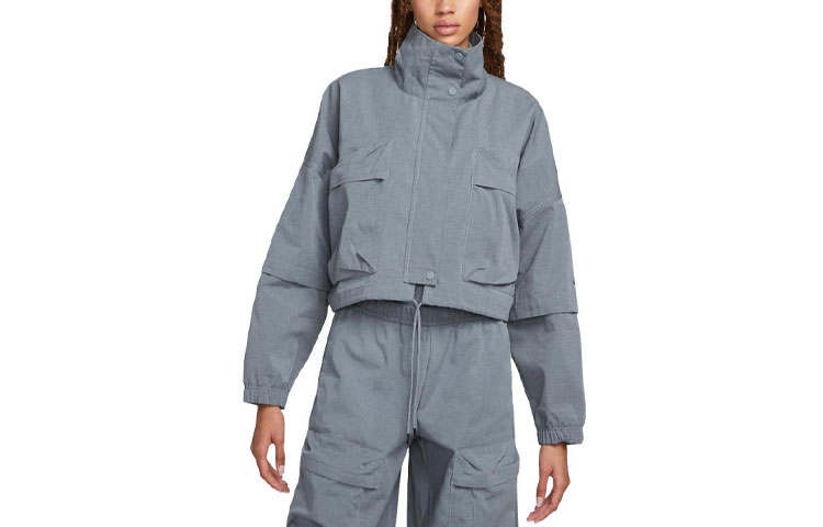 Nike Nike SPORTSWEAR TECH PACK Jackets Women's Gray Mixed Color Stand Collar Moderate Workwear
