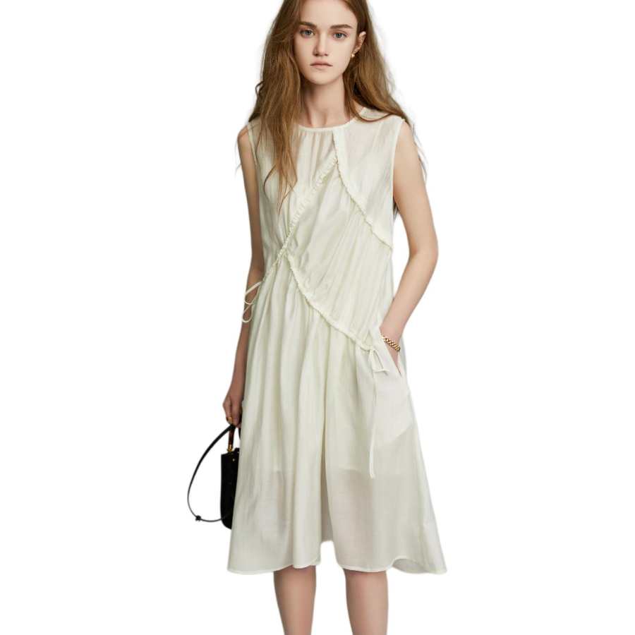 ELLE Sleeveless Dresses Women's Crew Neck Thin Mid Length
