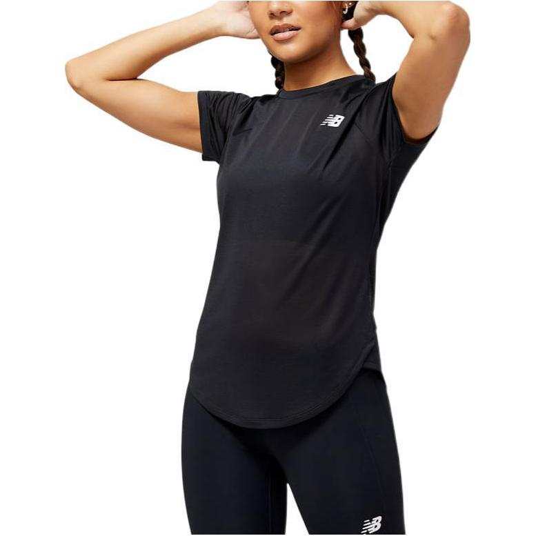 New Balance New Balance T Shirts Women's Black Crew Neck Moderate Straight Fit