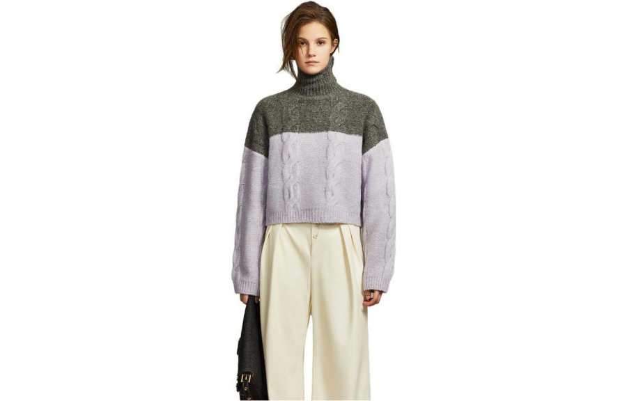 ELLE Knitwear Women's Purple Turtleneck Moderate Other