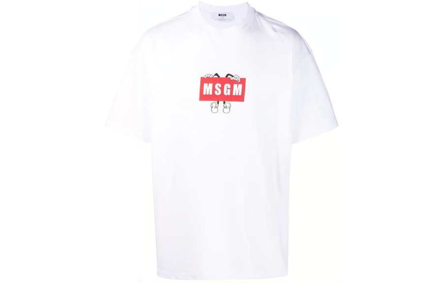 MSGM MSGM T Shirts Men's White Crew Neck Moderate Straight Fit