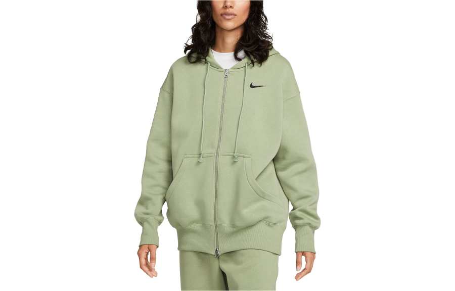Nike Nike Sweatshirts Women's Oil Green Hooded Moderate Cardigan