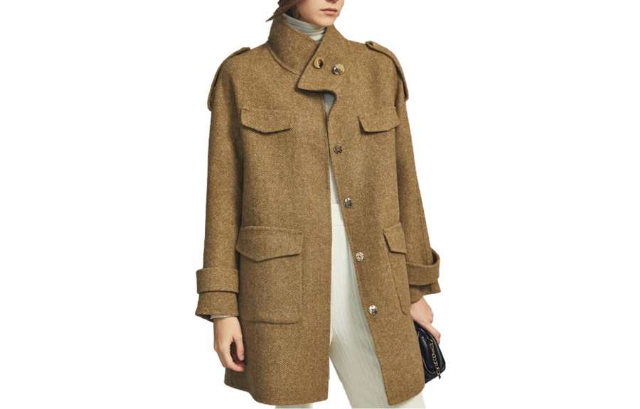 ELLE Coats Women's Stand Collar Moderate Straight Fit