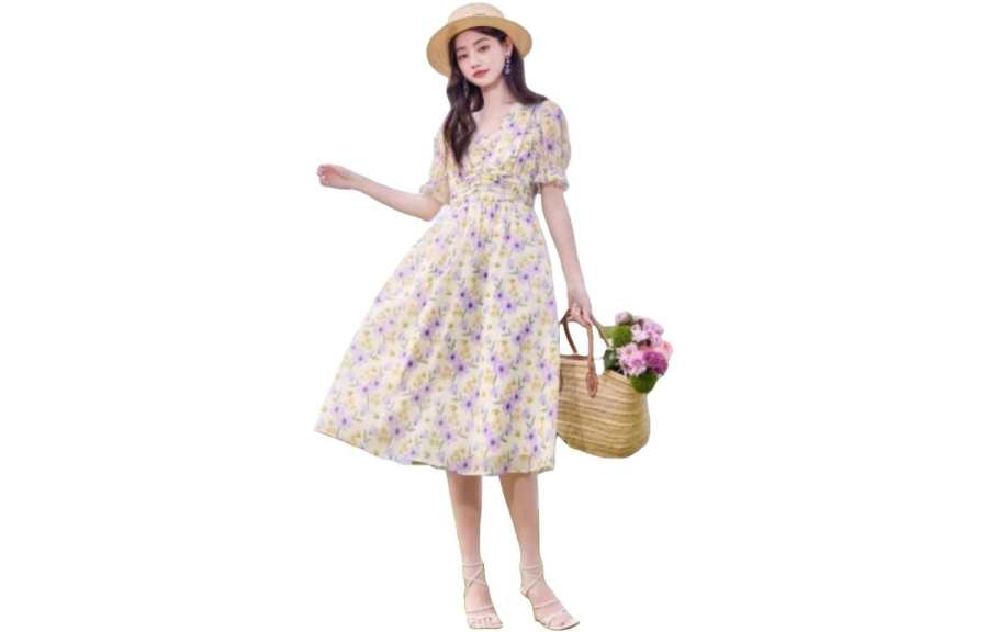 XIANGYING Short Sleeved Dress Women's