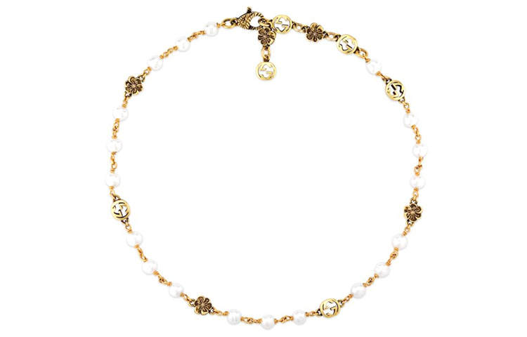 GUCCI GG Metal, Resin Bead Necklaces Unisex Gold