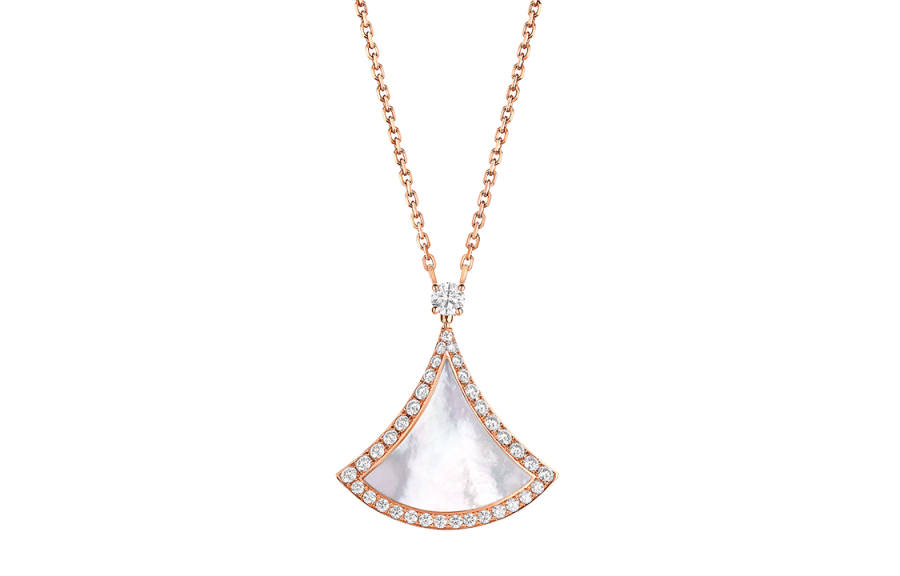 BVLGARI Divas' Dream Series Fan Shaped Necklaces Unisex Rose Gold
