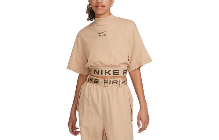 Nike Nike Crop Tops Women's Baroque Brown Crew Neck Moderate