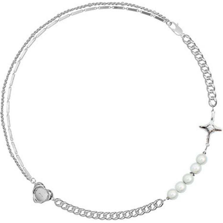 KVK White Gold Plated Anti Allergy Necklaces Unisex
