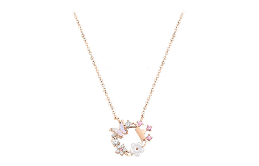 Disney 925 Sterling Silver Mother Of Pearl Synthetic Cubic Zirconia Necklaces Women's