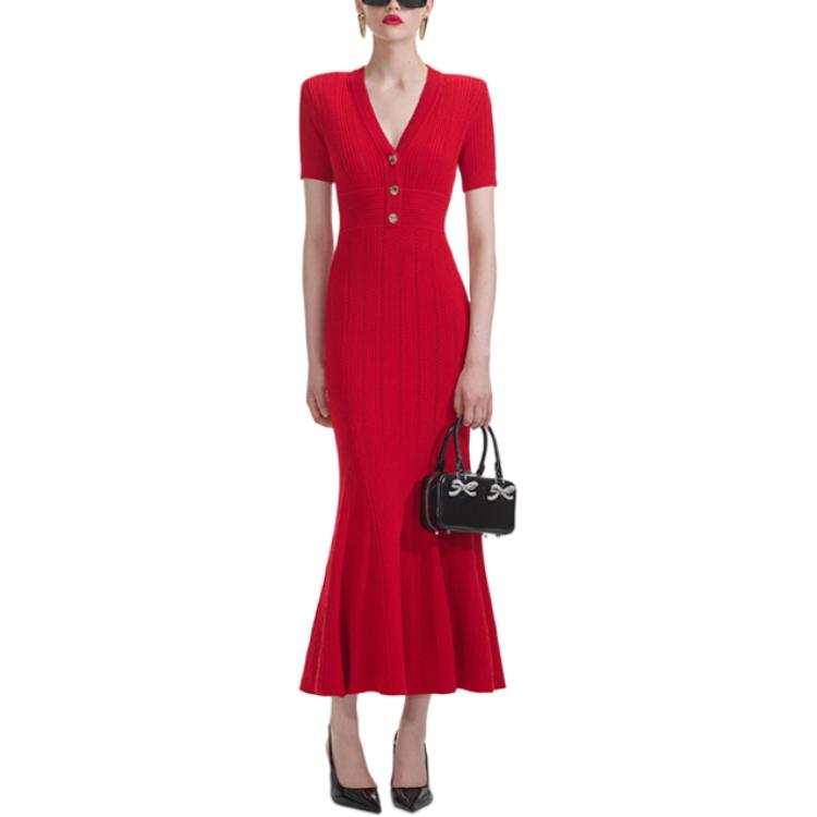 Self-portrait Self portrait Short Sleeved Dress Women's True Red