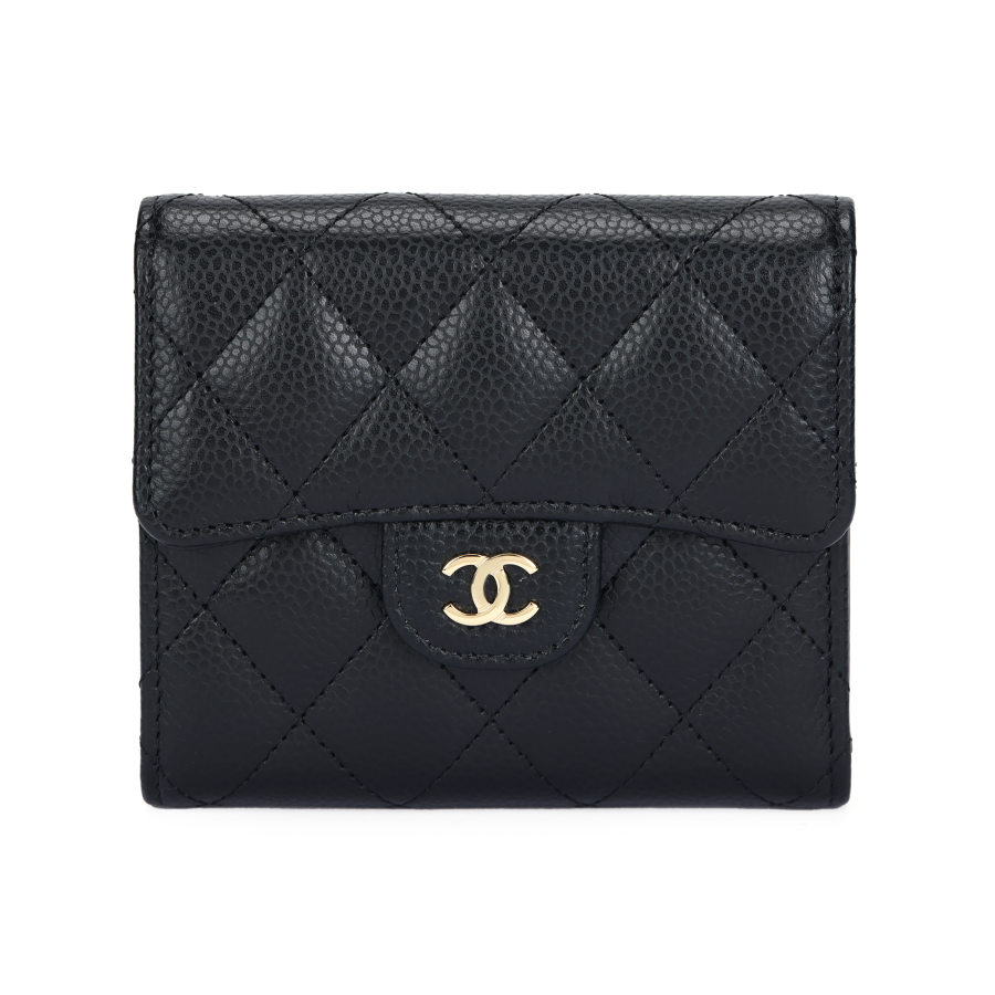 CHANEL Calfskin Handheld Wallet Women's Black