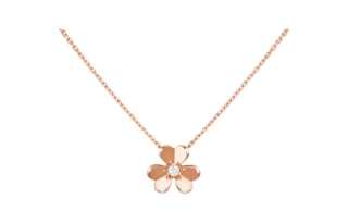 Van Cleef & Arpels Frivole Series 18K Gold Diamond Necklaces Unisex Rose Gold