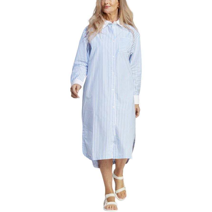 Adidas Originals Essential Long Sleeved Dresses Women's Blue Lapel Moderate Long