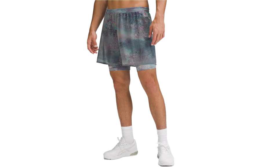 Lululemon Lab Lightweight Lined Mesh Short Casual Shorts Men's Gray/Supernatural Glow Multi