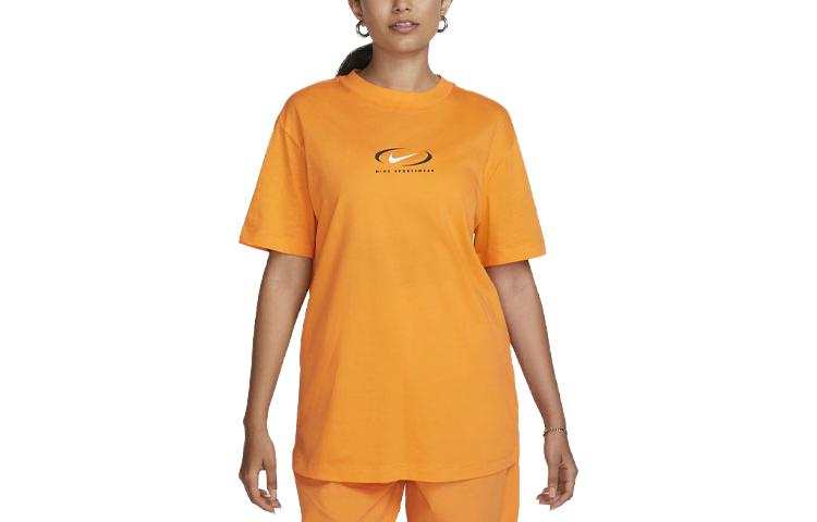 Nike Nike T Shirts Women's Orange Crew Neck Moderate Straight Fit