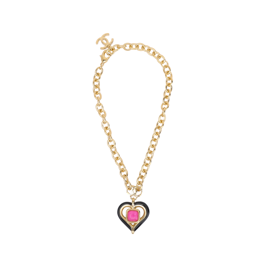 CHANEL Double C Alloy Necklaces Women's Gold
