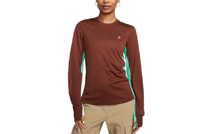 Nike Nike T Shirts Women's Ox Brown Crew Neck Moderate Straight Fit