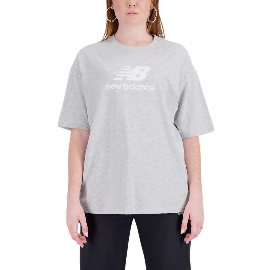 New Balance New Balance T Shirts Women's Gray Crew Neck Moderate Straight Fit