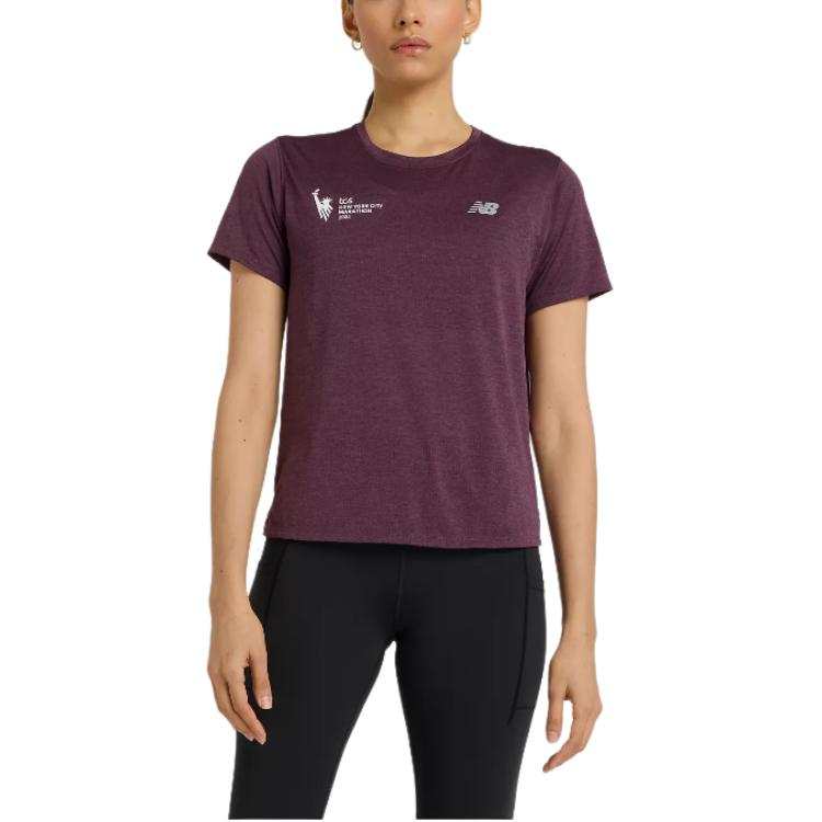 New Balance New Balance NYC Marathon AthleticsTCS Regular T Shirt Women's Plum Brown