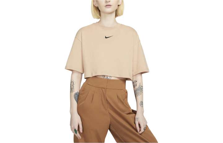 Nike Nike Crop Tops Women's Linen Yellow Crew Neck Moderate