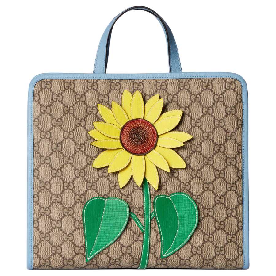 GUCCI Cruise GG Supreme Canvas Tote Handbag Kids' Beige & Dark Brown