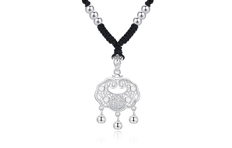 KING TAI SANG Agate Strawberry Quartz 999 Fine Silver Necklaces Women's