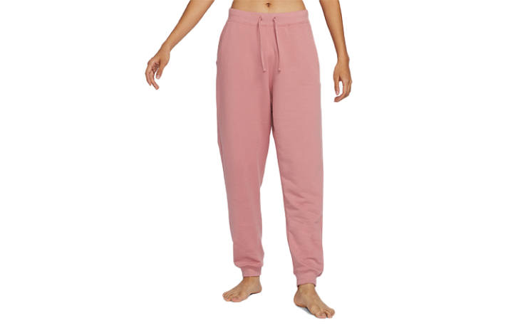 Nike Nike YOGA Solid Color Lace Up Casual Elastic Cuff Fleece Lined Ankle Length Knitted Sweatpants Women's Stardust Red