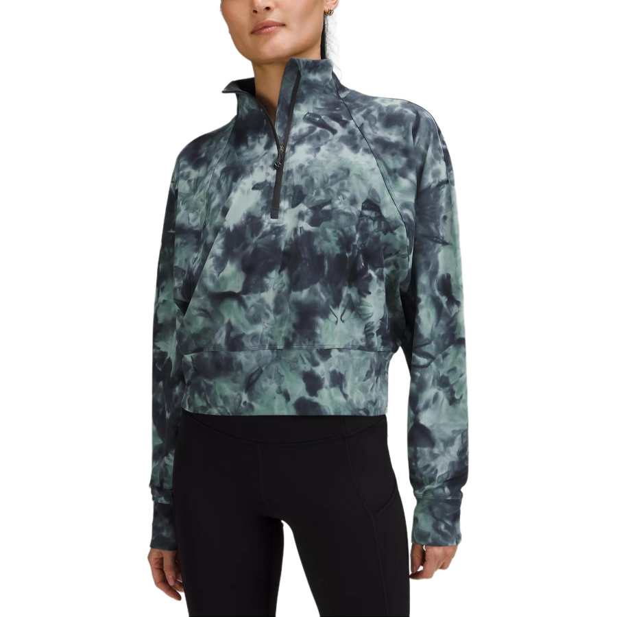Lululemon Ready To Rulu Sweatshirts Women's Silver Blue Tie Dye/DON7 Stand Collar Moderate Other