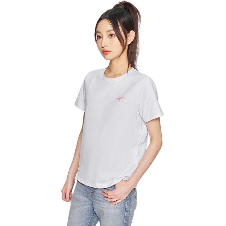 Lee T Shirts Women's White Crew Neck Moderate Straight Fit