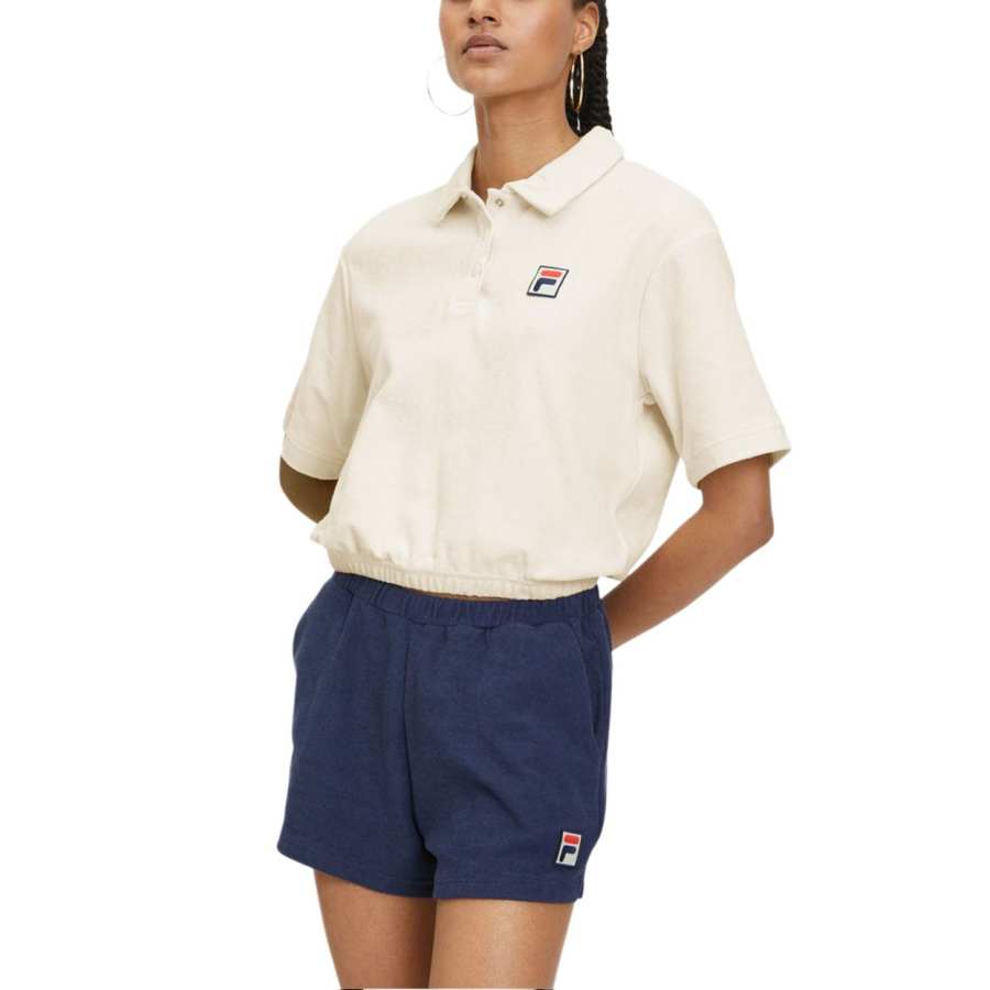 FILA Polo Shirts Women's Beige Polo Collar Moderate