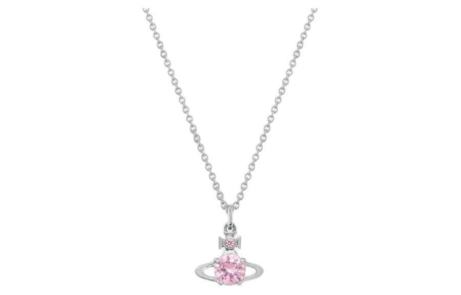 Vivienne Westwood Brass, Cubic Zirconia Crystal Necklaces Women's Pink/Silver Chain
