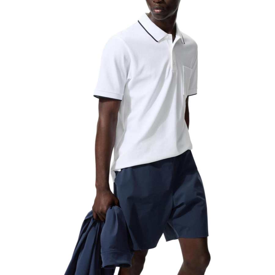UNIQLO Polo Shirts Unisex White Polo Collar Moderate Straight Fit