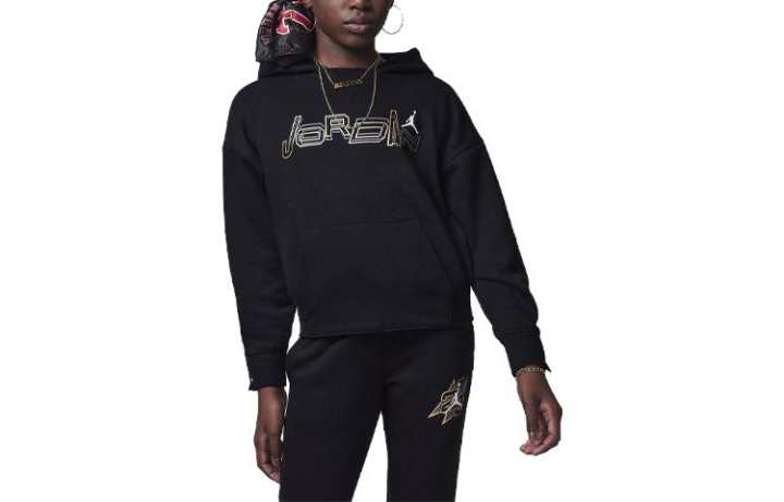 Jordan Jordan Sweatshirt Kids' Apparel Take Flight Snap Cuff Pullover Black Kids'