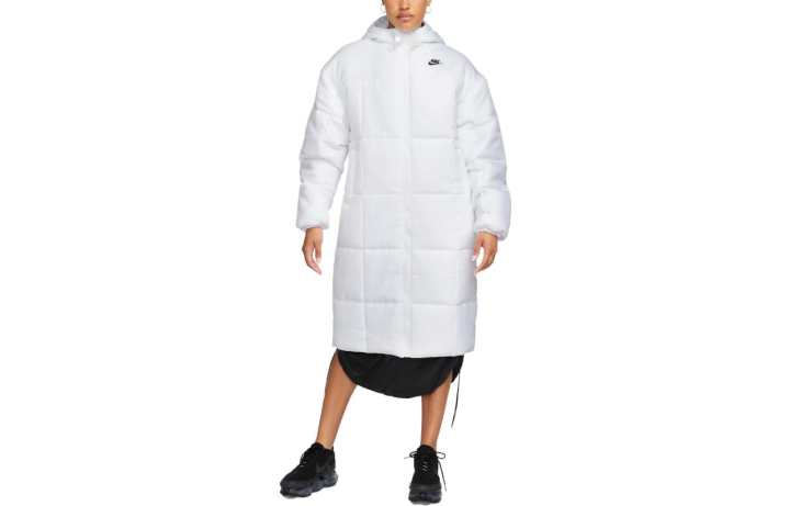 Nike Nike Coats Women's White Hooded Moderate Straight Fit