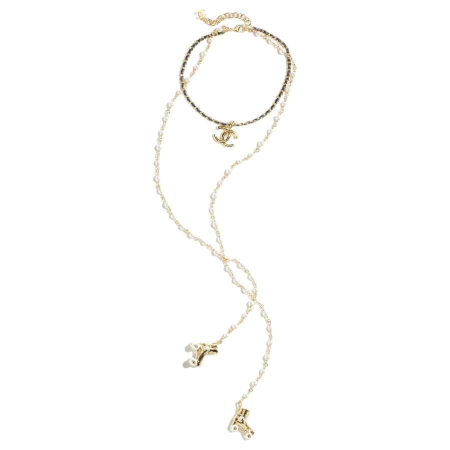 CHANEL Metal Necklaces Unisex Gold