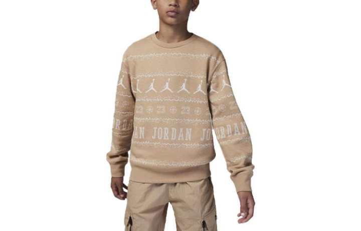 Jordan Jordan MJ Holiday Fleece Crew Sweatshirt Kids' Khaki