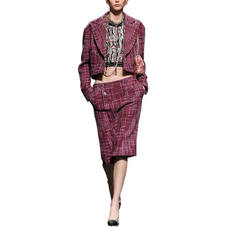 CHANEL Cropped Coat Women's Purple