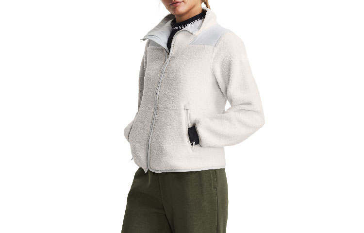 Under Armour Velvet Jackets Women's White Stand Collar Moderate