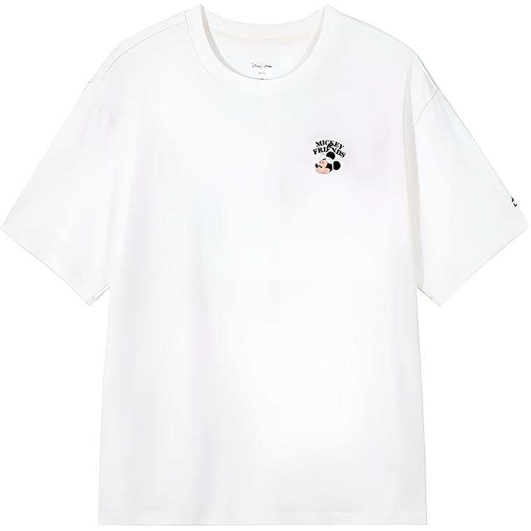 Li-Ning Li Ning T Shirts Women's White Crew Neck Moderate Straight Fit