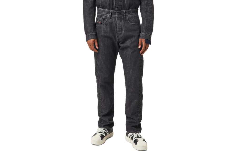 DIESEL Jeans Men's Black Gray Color Moderate Straight Fit Pants