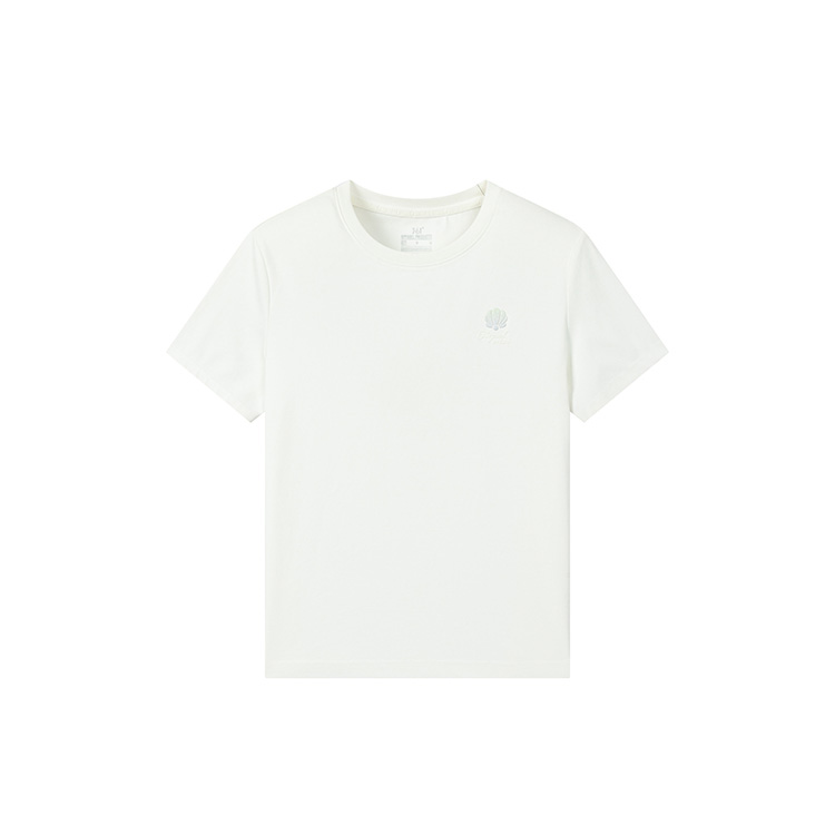361° T Shirts Women's Feather White Crew Neck Thin Straight Fit