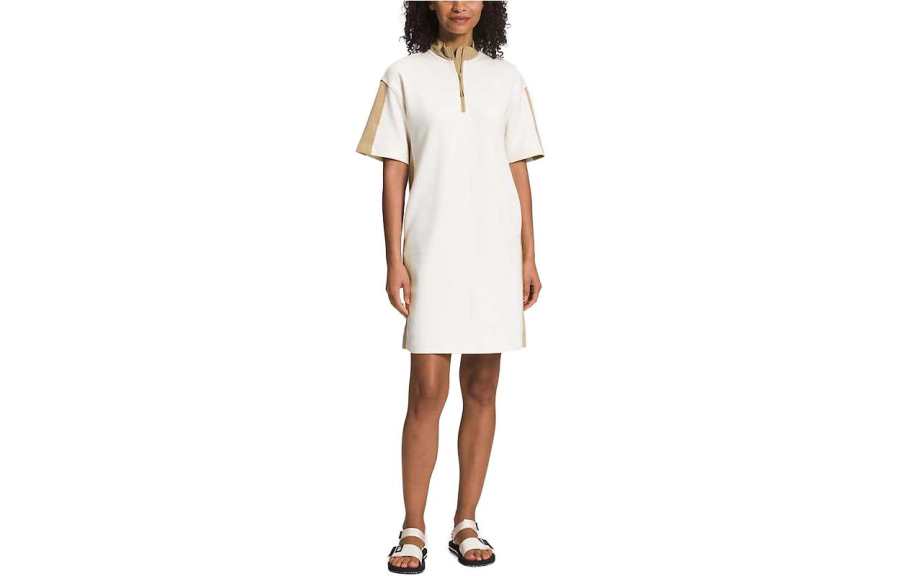 THE NORTH FACE Short Sleeved Dresses Women's White Stand Collar Moderate Mid Length