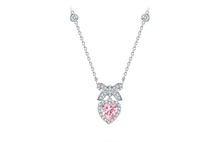 FANCI Lively Bowknot Collection 925 Sterling Silver Synthetic Cubic Zirconia Necklaces Women's