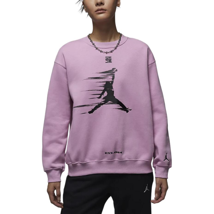 Jordan Jordan Brooklyn Fleece Brand Logo Pattern Outdoor Casual Sports Fleece Lined Crew Neck Pullover Long Sleeved Sweatshirt